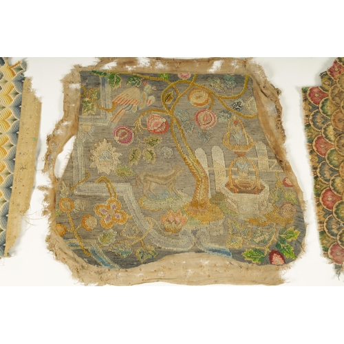 620 - A GROUP OF FOUR 18TH CENTURY NEEDLEWORK SEAT COVERS of varying designs.