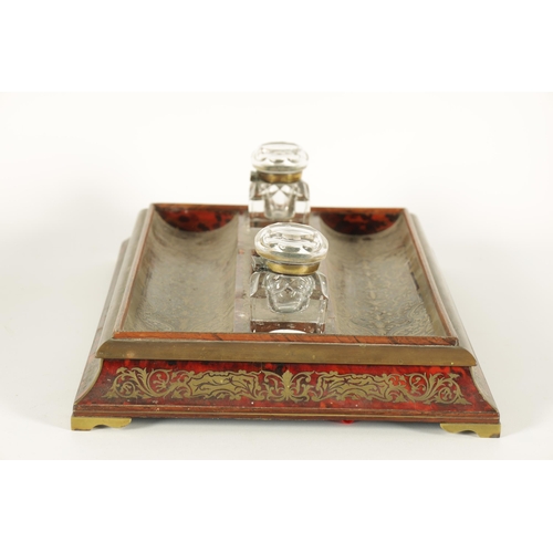 622 - C. ASPREY 166, BOND STREET, LONDON. A FINE TORTOISESHELL BOULLE WORK DESK PEN AND INK STAND with ori... 