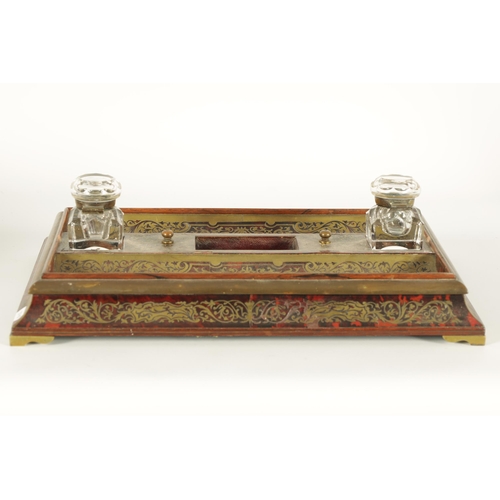 622 - C. ASPREY 166, BOND STREET, LONDON. A FINE TORTOISESHELL BOULLE WORK DESK PEN AND INK STAND with ori... 