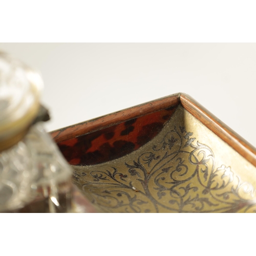 622 - C. ASPREY 166, BOND STREET, LONDON. A FINE TORTOISESHELL BOULLE WORK DESK PEN AND INK STAND with ori... 