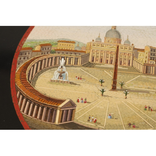 630 - A 19TH CENTURY ITALIAN BLACK SLATE MICRO-MOSAIC GRAND TOUR LARGE PLAQUE depicting a view of the Vati... 