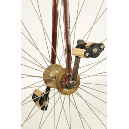 631 - A LATE 19TH CENTURY 44Ó PENNY FARTHING BICYCLE having a leather adjustable saddle and moustache shap... 