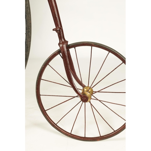 631 - A LATE 19TH CENTURY 44Ó PENNY FARTHING BICYCLE having a leather adjustable saddle and moustache shap... 