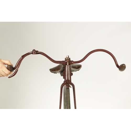 631 - A LATE 19TH CENTURY 44Ó PENNY FARTHING BICYCLE having a leather adjustable saddle and moustache shap... 