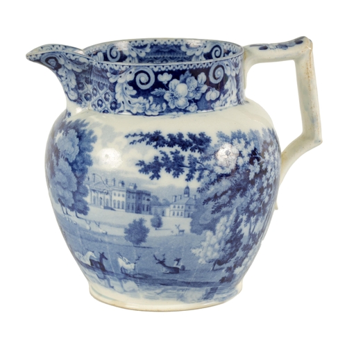 64 - AN EARLY 19TH CENTURY JOHN AND RICHARD RILEY PEARLWARE BLUE AND WHITE SHOULDERED JUG finely decorate... 