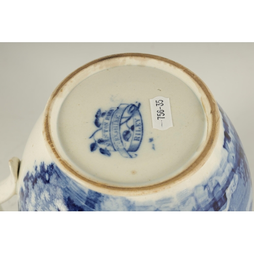 64 - AN EARLY 19TH CENTURY JOHN AND RICHARD RILEY PEARLWARE BLUE AND WHITE SHOULDERED JUG finely decorate... 