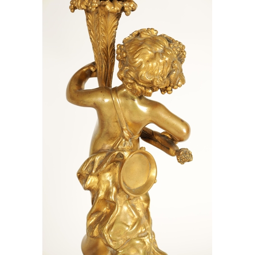 650 - AN IMPRESSIVE PAIR OF 19TH CENTURY FRENCH GILT BRONZE AND ROUGE MARBLE FOUR BRANCH CANDELABRA with f... 