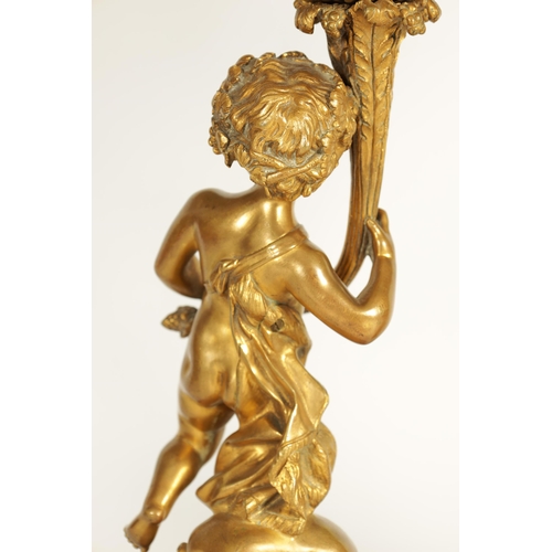 650 - AN IMPRESSIVE PAIR OF 19TH CENTURY FRENCH GILT BRONZE AND ROUGE MARBLE FOUR BRANCH CANDELABRA with f... 