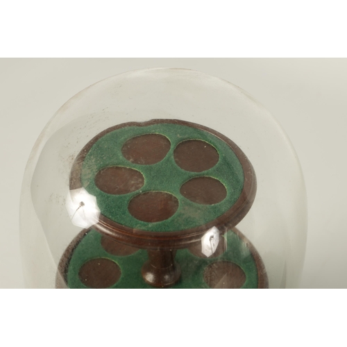 651 - A COLLECTION OF THREE 19TH CENTURY GLASS DOMES ON BASES one of rectangular rounded form, the other t... 