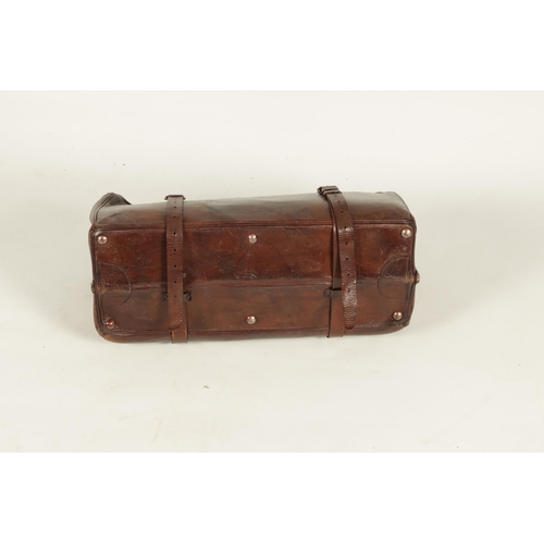 655 - A LARGE VINTAGE BROWN LEATHER GLADSTONE BAG with double catch and leather straps (65cm wide)