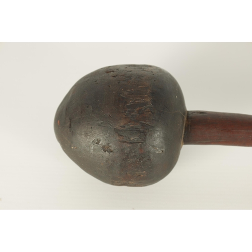 662 - A 19TH CENTURY FIGIAN ULA HARDWOOD THROWING CLUB with carved inlaid grip to the handle. (41.5cm over... 