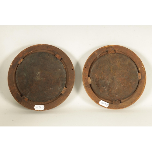 681 - A PAIR OF 18TH CENTURY FRENCH BRONZE ROUNDELS AFTER CLODION depicting classical figural scenes - mou... 