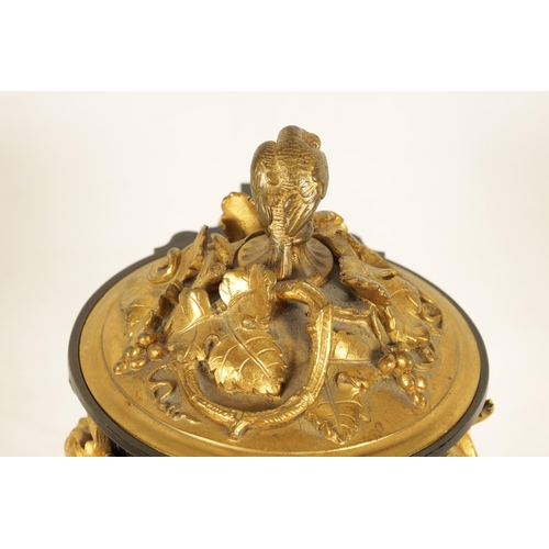 689 - A 19TH CENTURY FRENCH BRONZE AND ORMOLU VASE AND COVER the patinated bronze vase of campana form mou... 