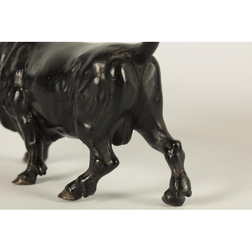 692 - AN EARLY 20TH CENTURY AUSTRIAN COLD-PAINTED FRANZ BERGMAN STYLE BRONZE DEPICTING A RAGING BULL stamp... 