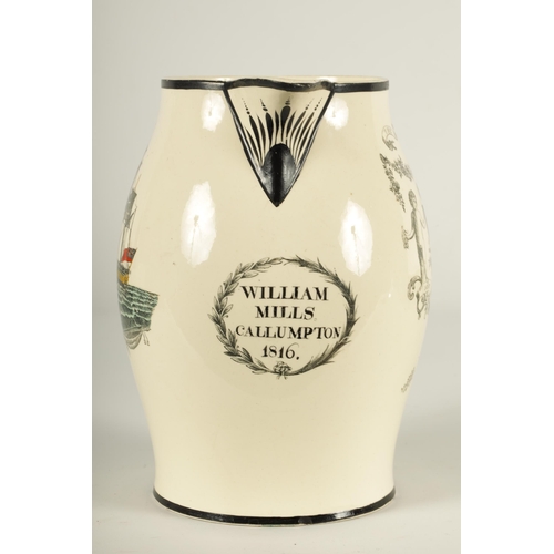 70 - AN EARLY 19TH CENTURY CREAMWARE PRESENTATION JUG 