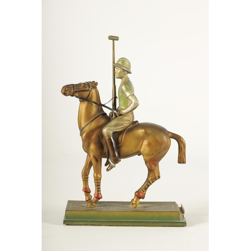 700 - AN ART DECO AUSTRIAN COLD PAINTED METAL TABLE LIGHTER formed as a polo player on horseback, possibly... 