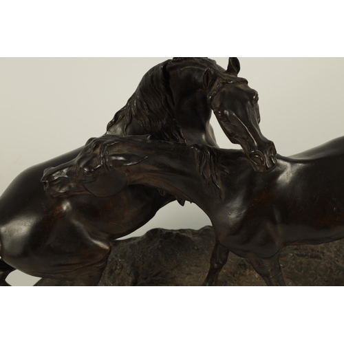 706 - AFTER PIERRE JULES MENE. A 19TH CENTURY EQUESTRIAN BRONZE SCULPTURE 