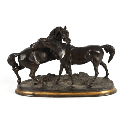 706 - AFTER PIERRE JULES MENE. A 19TH CENTURY EQUESTRIAN BRONZE SCULPTURE 