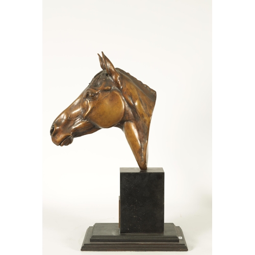 708 - MAUREEN COATMAN. A LARGE LIMITED EDITION BRONZE SCULPTURE OF RED RUM the bronze bust inscribed on th... 