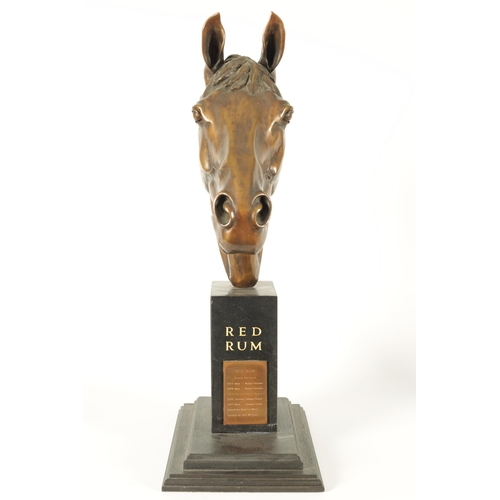 708 - MAUREEN COATMAN. A LARGE LIMITED EDITION BRONZE SCULPTURE OF RED RUM the bronze bust inscribed on th... 