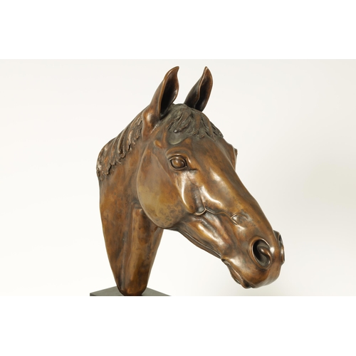 708 - MAUREEN COATMAN. A LARGE LIMITED EDITION BRONZE SCULPTURE OF RED RUM the bronze bust inscribed on th... 