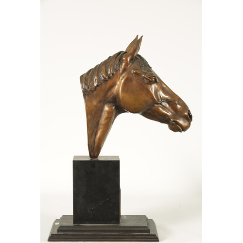 708 - MAUREEN COATMAN. A LARGE LIMITED EDITION BRONZE SCULPTURE OF RED RUM the bronze bust inscribed on th... 