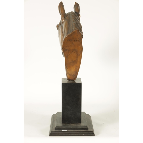 708 - MAUREEN COATMAN. A LARGE LIMITED EDITION BRONZE SCULPTURE OF RED RUM the bronze bust inscribed on th... 