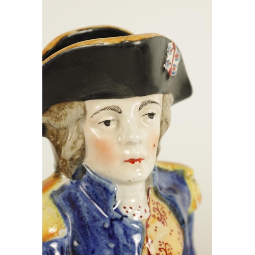 71 - A 19TH CENTURY POLYCHROME FIGURAL TOBY JUG DEPICTING ADMIRAL LORD NELSON (29cm high )