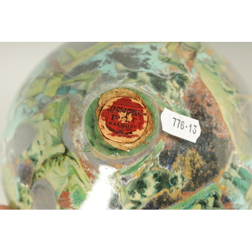 717 - A RARE 19TH CENTURY DECALCOMANIA GLASS GLOBE internally decorated with portraits, mask heads and dom... 