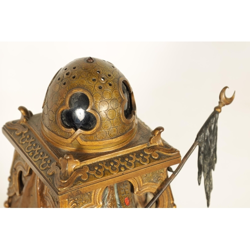 722 - AN EARLY 20TH CENTURY BERGMAN COLD-PAINTED BRONZE ORIENTALIST TABLE LAMP depicting an Arabian gentle... 