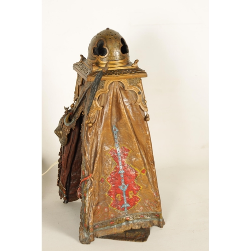 722 - AN EARLY 20TH CENTURY BERGMAN COLD-PAINTED BRONZE ORIENTALIST TABLE LAMP depicting an Arabian gentle... 