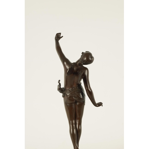 735 - FRANZ ROSSE (1856-1900) AN ART NOUVEAU BRONZE SCULPTURE OF A SEMI NUDE WINGED ANGEL finely cast with... 