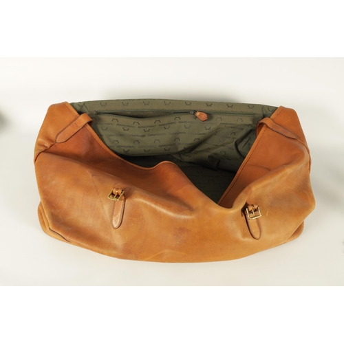 736 - A VERY GOOD QUALITY LARGE TAN LEATHER GLADSTONE STYLE BAG made by the French gunsmiths Gastinne Rene... 