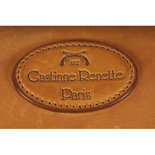 736 - A VERY GOOD QUALITY LARGE TAN LEATHER GLADSTONE STYLE BAG made by the French gunsmiths Gastinne Rene... 