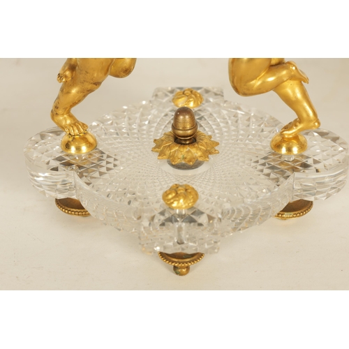 737 - A FINE PAIR OF LATE 19TH/EARLY 20TH CENTURY BACCARAT ORMOLU AND CUT GLASS COMPORTS with swirled dish... 