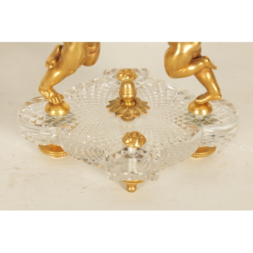 737 - A FINE PAIR OF LATE 19TH/EARLY 20TH CENTURY BACCARAT ORMOLU AND CUT GLASS COMPORTS with swirled dish... 