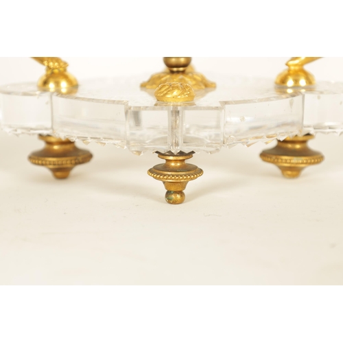 737 - A FINE PAIR OF LATE 19TH/EARLY 20TH CENTURY BACCARAT ORMOLU AND CUT GLASS COMPORTS with swirled dish... 