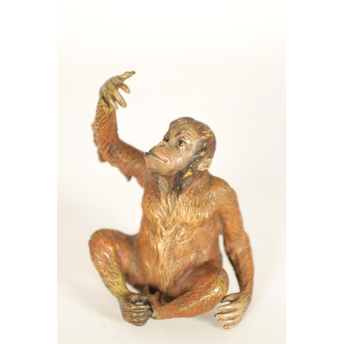 742 - A FRANZ BERGMAN COLD PAINTED ANIMALIER BRONZE OF A MONKEY with Bergman and Geschulzt foundry stamps.... 