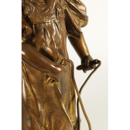 744 - AFTER ALPHONSE HENRI NELSON. A PAIR OF GILT BRONZED FIGURAL SCULPTURES CIRCA 1900 titled 'JEUX D'ENF... 