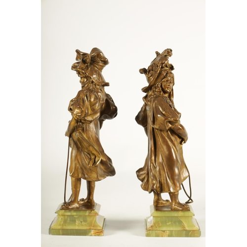 744 - AFTER ALPHONSE HENRI NELSON. A PAIR OF GILT BRONZED FIGURAL SCULPTURES CIRCA 1900 titled 'JEUX D'ENF... 