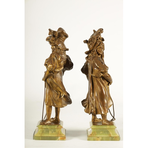 744 - AFTER ALPHONSE HENRI NELSON. A PAIR OF GILT BRONZED FIGURAL SCULPTURES CIRCA 1900 titled 'JEUX D'ENF... 