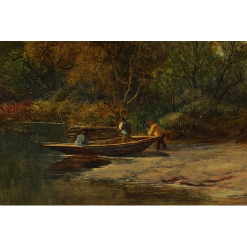 862 - ATT. WALTER WILLIAMS. 19TH CENTURY OIL ON CANVAS. River landscape, Haynes gallery label on reverse -... 