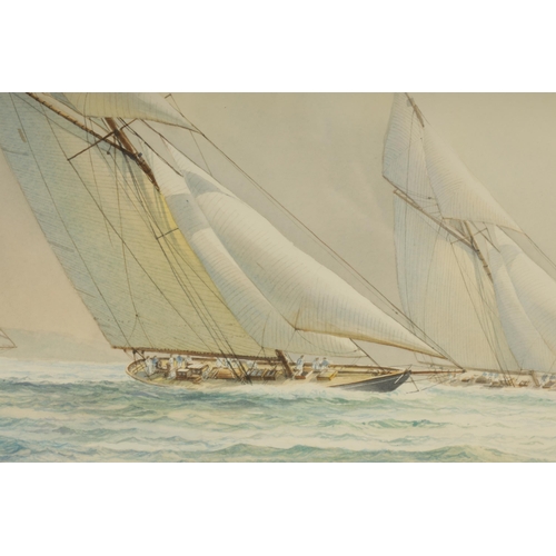 868 - DAVID BELL (1915-1959) TWO WATERCOLOURS. Titled (Britannia racing off Cowes, 1924) and (Liverpool 19... 