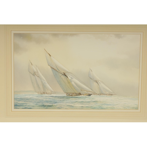 868 - DAVID BELL (1915-1959) TWO WATERCOLOURS. Titled (Britannia racing off Cowes, 1924) and (Liverpool 19... 