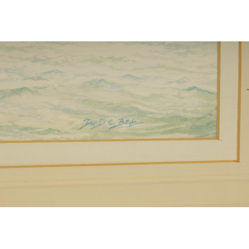 868 - DAVID BELL (1915-1959) TWO WATERCOLOURS. Titled (Britannia racing off Cowes, 1924) and (Liverpool 19... 