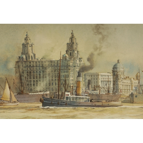 868 - DAVID BELL (1915-1959) TWO WATERCOLOURS. Titled (Britannia racing off Cowes, 1924) and (Liverpool 19... 