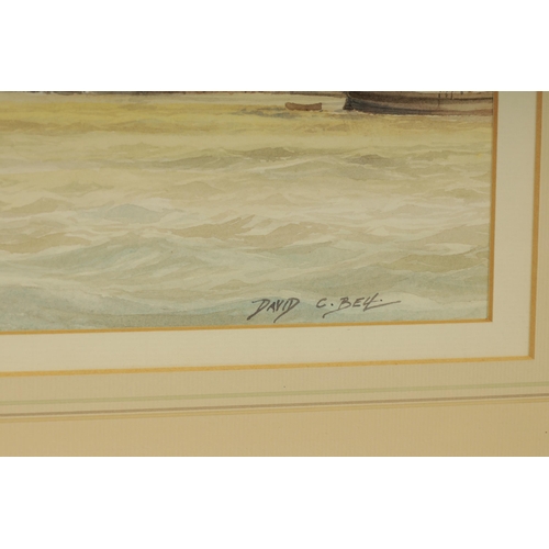 868 - DAVID BELL (1915-1959) TWO WATERCOLOURS. Titled (Britannia racing off Cowes, 1924) and (Liverpool 19... 