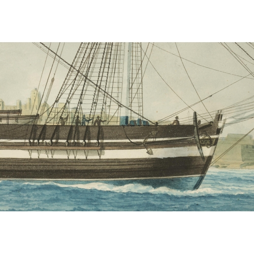 875 - A 19TH CENTURY MALTESE MARITIME WATERCOLOUR titled 'Brig Economy Thomas Waddom Commander 1819' with ... 