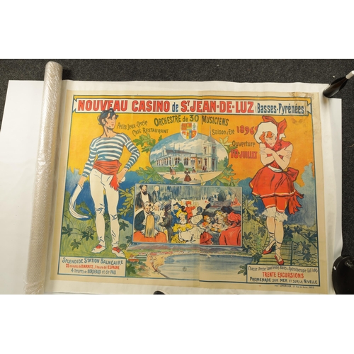 881 - A LARGE VINTAGE FRENCH CASINO ADVERTISING POSTER Nouveau Casino de St Jean de Luz (150cm high 201cm ... 