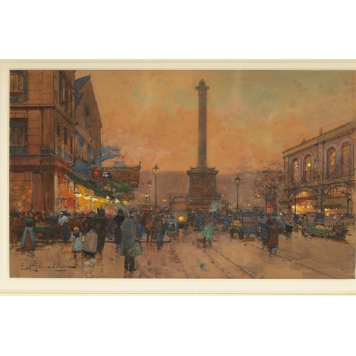 883 - EUGENE GALIEN-LALOUE (1854-1941) GOUACHE AND WATERCOLOUR. La Place de la Bastille, Paris. Signed 'E.... 